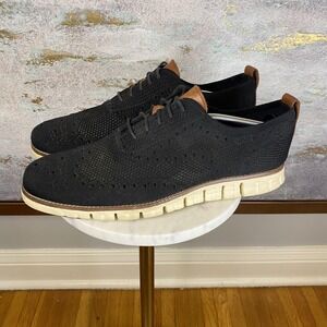 Cole Haan Zerogrand Wingtip Oxford Shoes Mens Size 11.5 Black Knit Sneakers